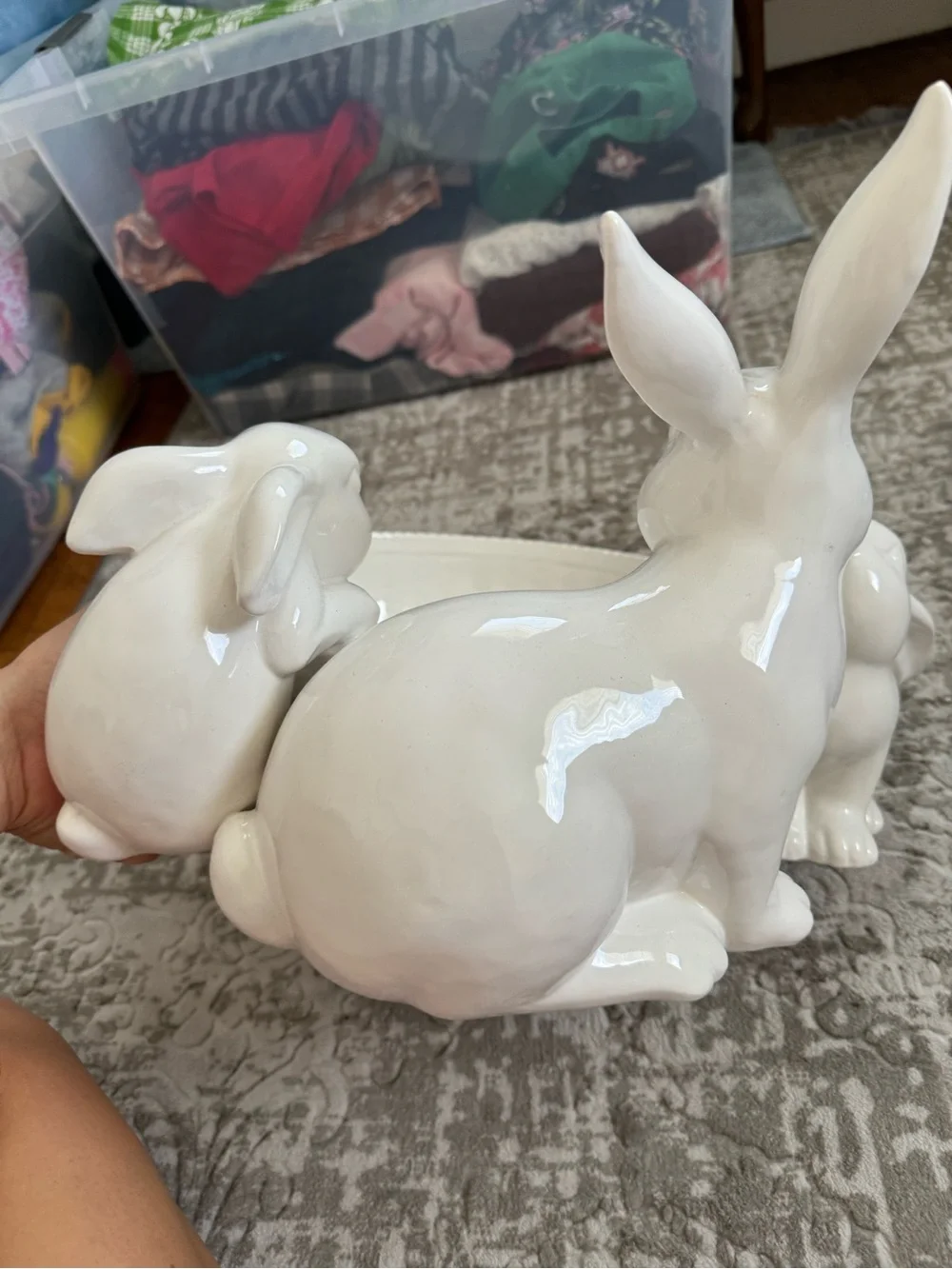 Williams Sonoma Easter White Ceramic Bunny Bowl Trio